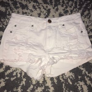 American Eagle Ripped White Shorts